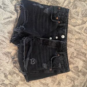 Distressed black Zara jean shorts size 26.